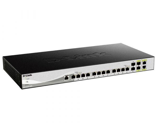 Коммутатор D-Link DXS-1210-16TC/A3A, PROJ L2+ Smart Switch with 12 10GBase-T ports and 2 10GBase-T/SFP+ combo-ports and 2 10GBase-X SFP+ ports.16K Mac address, 240Gbps switching capacity, 802.3x Flow Control, 8