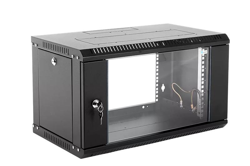 Шкаф телекоммуникационный настенный разборный ЭКОНОМ 6U (600  650) дверь стекло, цвет черный