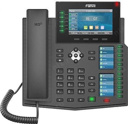  Fanvil IP телефон, 20 линий SIP, 2х10/100/1000, осн. цветной дисплей 480x272, записная нкига на 2000, IPv6.  60  клавиш быстрого набора, POE, БП в комплекте