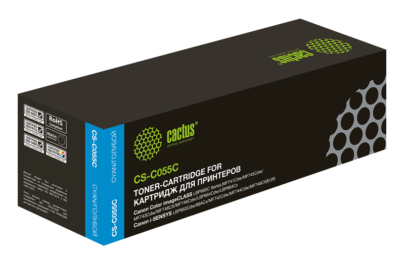 Картридж лазерный Cactus CS-C055C 055 C голубой (2100стр.) для Canon LBP663Cdw, LBP664Cx, MF746Cx, MF742Cdw, MF744Cdw Картридж лазерный Cactus CS-C055C 055 C голубой (2100стр.) для Canon LBP663Cdw, LBP664Cx, MF746Cx, MF742Cdw, MF744Cdw