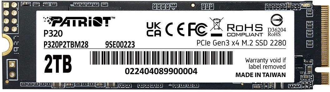 Накопитель SSD Patriot PCIe 3.0 x4 2TB P320P2TBM28 P320 M.2 2280 Накопитель SSD Patriot PCIe 3.0 x4 2TB P320P2TBM28 P320 M.2 2280