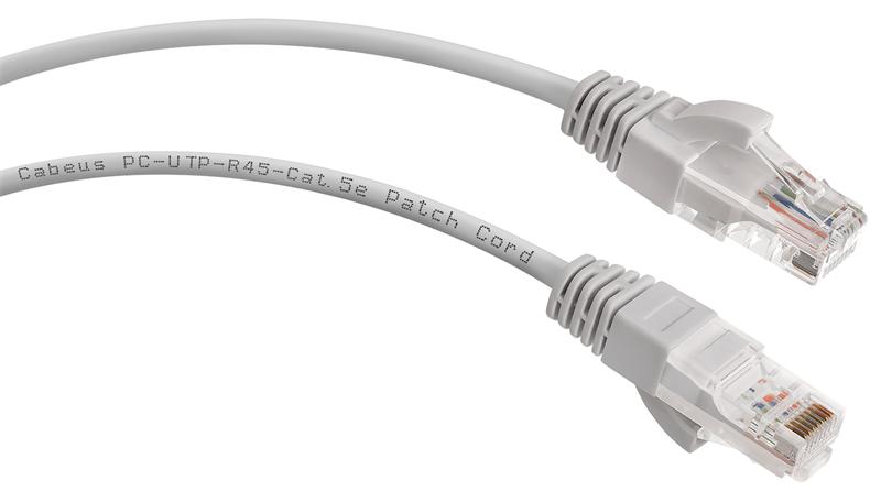 Cabeus PC-UTP-RJ45-Cat.5e-0.3m Патч-корд U/UTP, категория 5е, 2xRJ45/8p8c, неэкранированный, серый, PVC, 0.3м