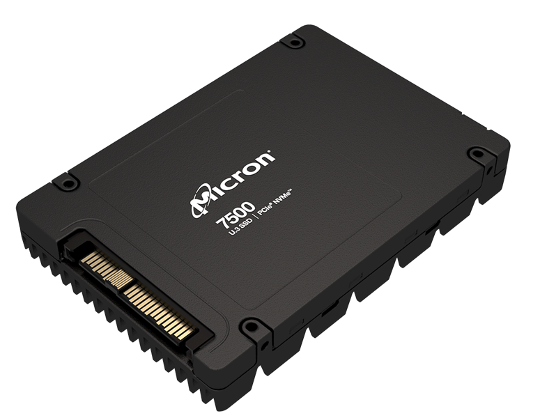 Твердотельный накопитель Micron 7500 PRO 3.84TB NVMe U.3 (15mm) PCIe NVMe Gen4 1x4 (v2.0b) R6800/W5300MB/s 3D TLC MTTF 2М 1100K/180K IOPS 7008TBW SSD Enterprise Solid State Drive, 1 year, OEM