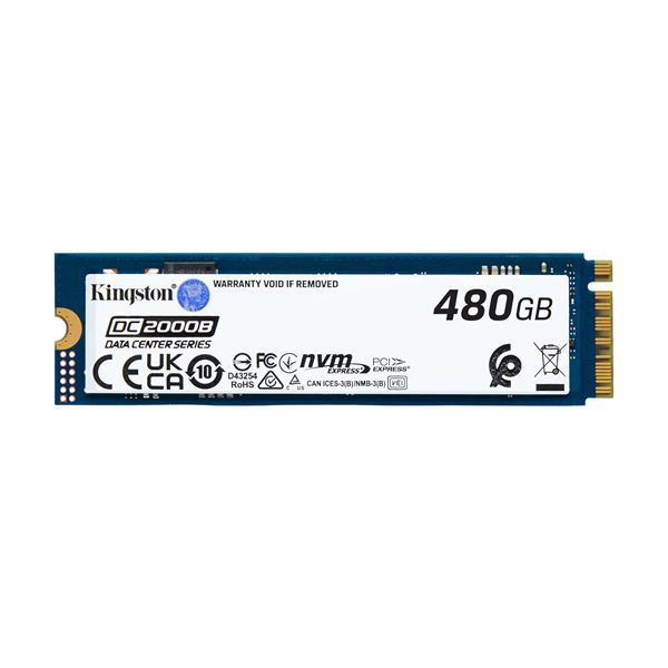 Твердотельный накопитель Kingston Enterprise SSD 480GB DC2000B M.2 2280 NVMe Gen4x4 R7000/W800MB/s 3D TLC MTBF 2М 530 000/32 000 IOPS 350,4TBW (Data Center) 1 Year Warrаnty