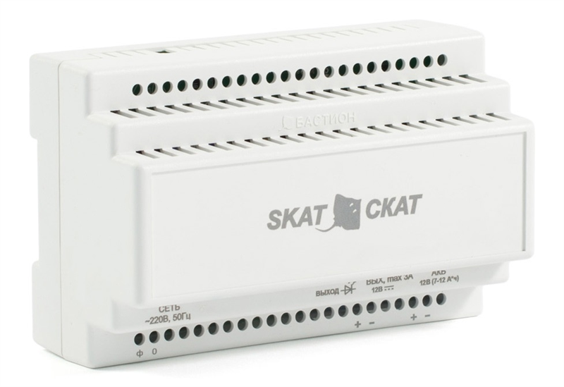 ИБП исполнения DIN (580) Бастион SKAT-12-3.0 DIN (СКАТ ИБП-12/3-DIN) источник питания 12В 3А пластиковый корпус под DIN рейку 35 мм