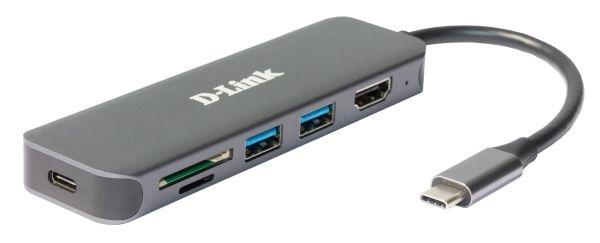 Концентратор usb D-Link DUB-2327/A1A, USB-C Docking Station, 2xUSB3.0 + USB-C/PD3.0 + HDMI, SD/microSD Card Reader