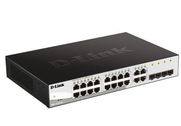 Коммутатор D-Link DGS-1210-20/F2A, L2 Smart Switch with  16 10/100/1000Base-T ports and 4 1000Base-T/SFP combo-ports.8K Mac address, 802.3x Flow Control, 256 of 802.1Q VLAN, VID range 1-4094, 4 IP Interface, 80