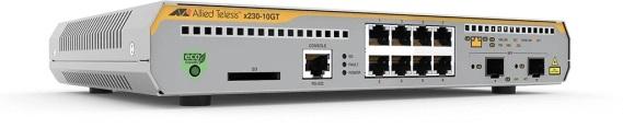 Коммутатор Allied Telesis L2+ managed switch, 8 x 10/100/1000Mbps, 2 x SFP uplink slots, 1 Fixed AC power supply EU Power cord