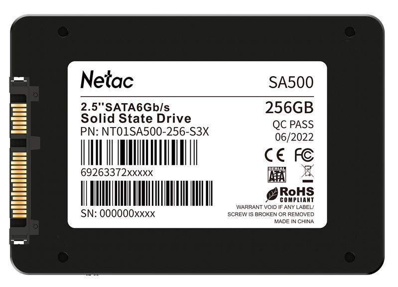 Ssd накопитель Netac SSD SA500 256GB 2.5 SATAIII 3D NAND, R/W up to 520/450MB/s, TBW 120TB, 3y wty