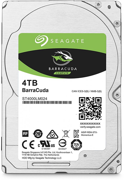 Жесткий диск Seagate Barracuda HDD 2,5" SATA 4Tb, 5400 rpm, 128Mb buffer, 512e/4Kn, 15 mm, ST4000LM024, 1 year