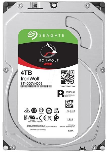 Жесткий диск HDD SATA-III Seagate 4Tb, ST4000VN006, IronWolf NAS, 5400 rpm, 256Mb buffer (аналог ST4000VN008), 1 year