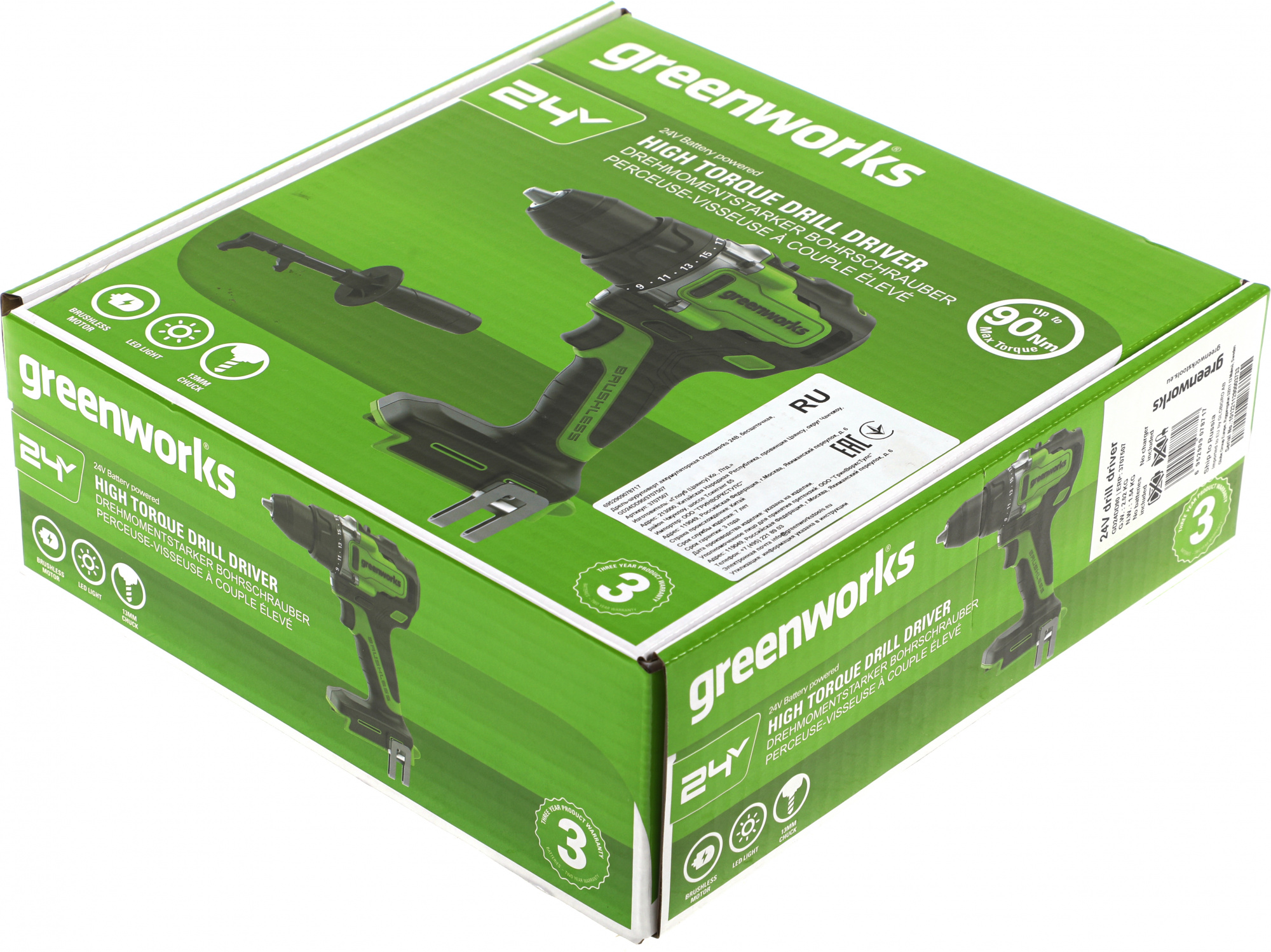 Дрель-шуруповерт Greenworks GD24DD90 аккум. патрон:быстрозажимной (3707507) Дрель-шуруповерт Greenworks GD24DD90 аккум. патрон:быстрозажимной (3707507)