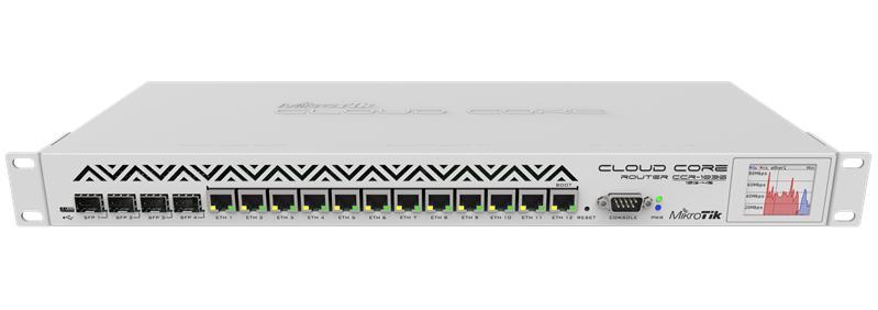Маршрутизатор MikroTik Cloud Core Router 1036-12G-4S with Tilera Tile-Gx36 CPU (36-cores, 1.2Ghz per core), 8GB RAM, 4xSFP cage, 12xGbit LAN, RouterOS L6, 1U rackmount case, Dual PSU, LCD panel, r2 version