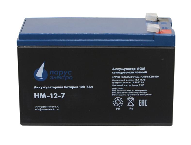  Парус-электро Аккумуляторная батарея для ИБП  HM-12-7 (AGM/12В/7,2Ач/клемма F2)