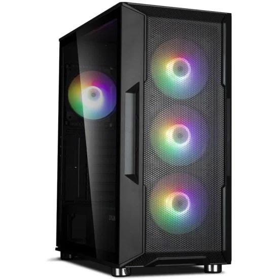 Корпус ZALMAN I3 NEO BLACK, ATX, BLACK, FRONT MESH, WINDOW, 2x3.5", 3x2.5", 1xUSB2.0, 2xUSB3.0, FRONT 3x120mm RGB, REAR 1x120mm RGB (существенное повреждение коробки)