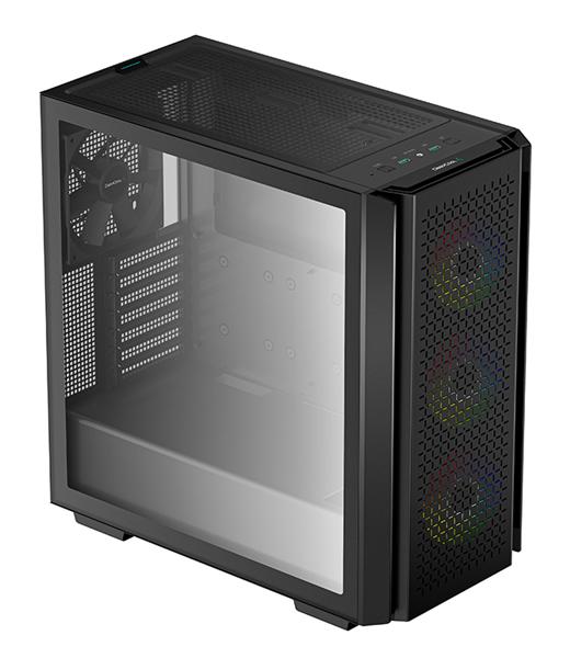 Корпус Deepcool CG560 без БП, боковое окно (закаленное стекло), 3xARGB LED 120мм вентилятора спереди и 1x140мм вентилятор сзади, черный, ATX
