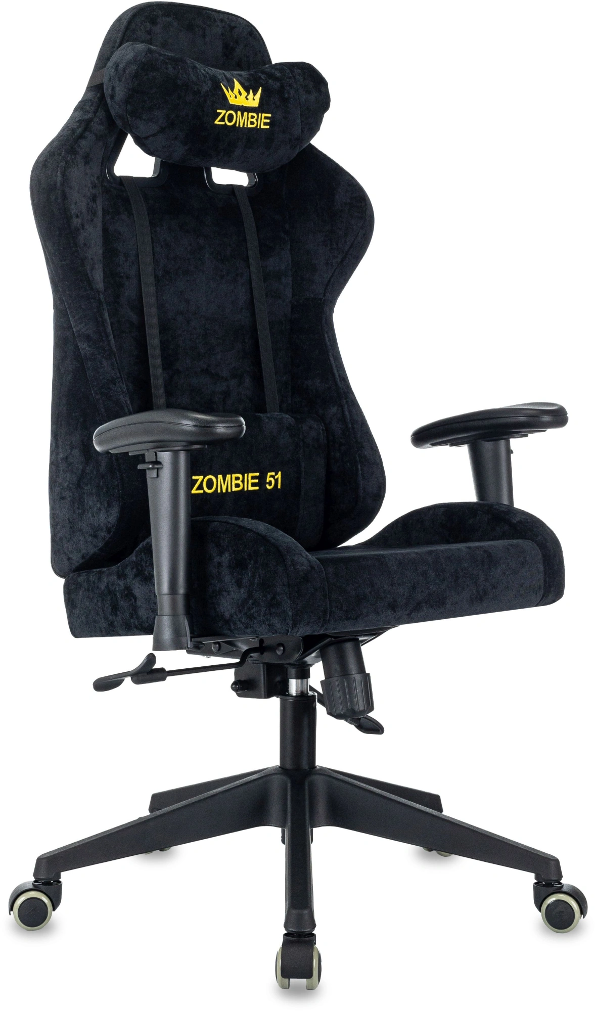 Кресло игровое Zombie 51 черный Light-20 с подголов. крестов. пластик Кресло игровое Zombie 51 черный Light-20 с подголов. крестов. пластик