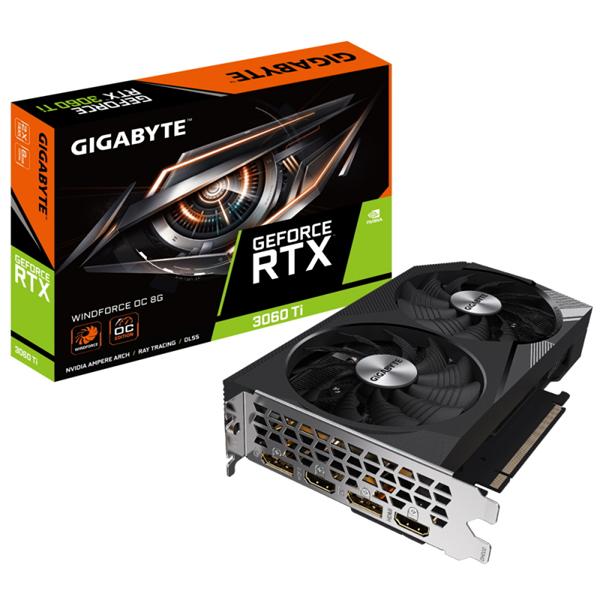 Видеокарта GIGABYTE RTX3060Ti WINDFORCE OC 8GB//RTX3060Ti, HDMI*2, DP*2, 8G,D6