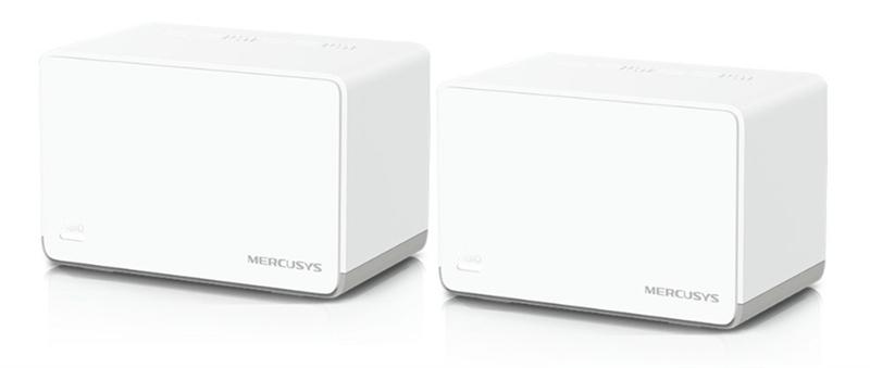 Домашний роутер MERCUSYS AX1800 Домашняя Mesh Wi-Fi 6 система, до 574 Мбит/с на 2,4 ГГц + до 1201 Мбит/с на 5 ГГц,  встр. антенны, 3 гиг. порта на каждом модуле с автораспознаванием WAN/LAN, 2 шт.