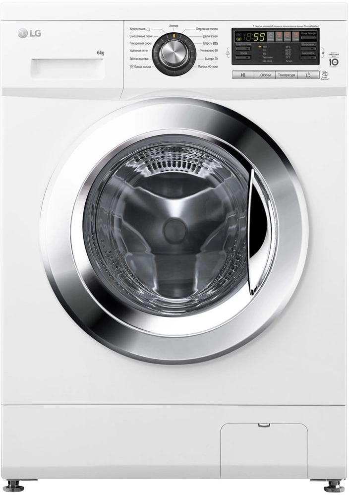 Стиральная машина LG Electronics/ Стиральная машина LG, отдельностоящая, ВхШхГ 850х600х440 мм, загрузка 6 кг, 1000 об/мин, LED дисплей, инверторный мотор с прямым приводом, отсрочка старта, энергоэффективность А, цвет бе