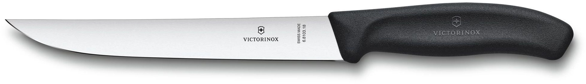 Нож кухонный Victorinox Swiss Classic (6.8103.18B) стальной разделочный лезв.180мм прямая заточка черный блистер