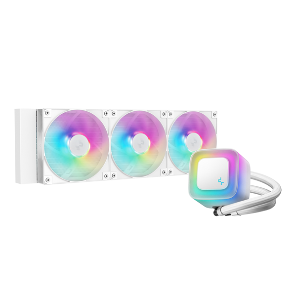 Система водяного охлаждения DEEPCOOL LE360 WH V2 LGA1851/1700/1200/115X/AM5/AM4 (6шт/кор,TDP 300W, ARGB Lighting, Anti-Leak edition, PWM, TRIPLE FAN, белый) RET (R-LE360-WHAMMN-G-2) Система водяного охлаждения DEEPCOOL LE360 WH V2 LGA1851/1700/1200/115X/AM5/AM4 (6шт/кор,TDP 300W, ARGB Lighting, Anti-Leak edition, PWM, TRIPLE FAN, белый) RET (R-LE360-WHAMMN-G-2)