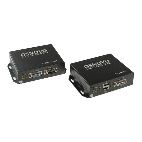 Передача VGA+USB(клавиатура, мышь) по кабелю витой пары OSNOVO TA-VKM/7+RA-VKM/7 Комплект ( приемник + передатчик) для передачи VGA, Клавиатура, "Мышь" на расстояние до 300м. Для передачи сигнала на дистанции более 100м