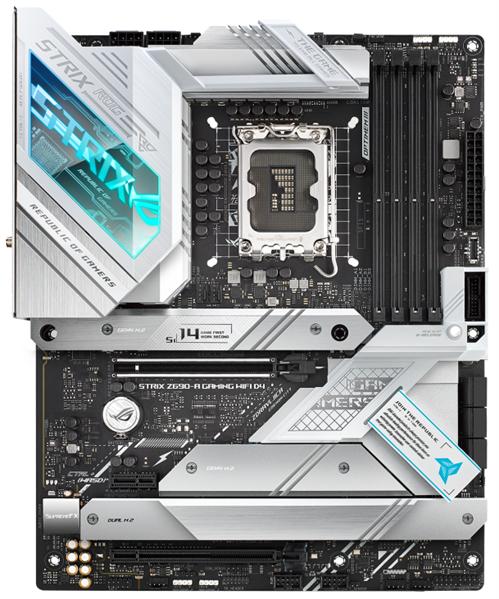 Материнская плата ASUS ROG STRIX Z690-A GAMING WIFI D4, LGA1700, Z690, 4*DDR4, HDMI+DP, CrossFireX, SATA3 + RAID, Audio, Gb LAN, USB 3.1*9, USB 2.0*6, COM*1 header (w/o cable), ATX ; 90MB18K0-M0EAY0