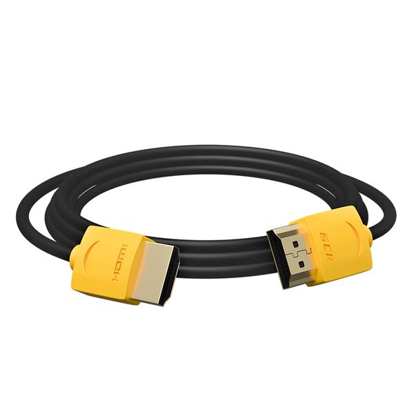  GCR Кабель HDMI 2.0 SLIM, 0.5m, желтые конн, OD3.8mm, HDR 4:2:2, Ultra HD, 4K 60 fps 60Hz, 3D, AUDIO, 18.0 Гбит/с, 30/30 AWG (HM502)