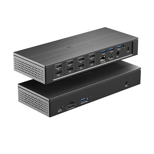 Док-станция Docking Station WAVLINK USB-C/Thunderbolt3/USB-A Quad 4K Display/100W PowerDelivery Include 20V/9A Power Adapter/ 4xUSB3.0/1xUSB-C/4xDP 4K 60HZ/4xHDMI 4K 60HZ/1xGigabit LAN/1xAudio In/Out/1xCardReader