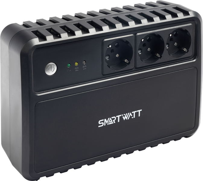 Источник бесперебойного питания SmartWatt ИБП линейно-интерактивный, мощность 600/360 ВА/Вт, напольный, LED индикация, Shuko CEE7/4 - 3 шт. (3703020260003)