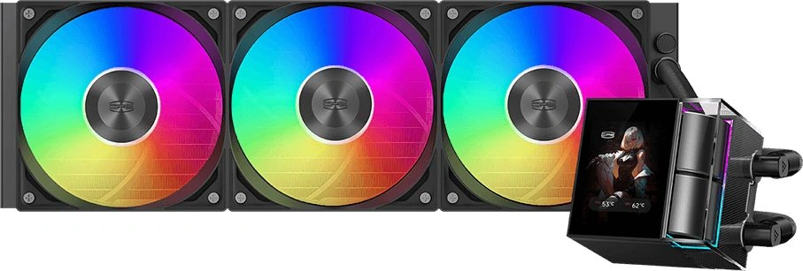 Система водяного охлаждения PcCooler DS360 Display ARGB Soc-AM5/AM4/1200/1700/1851 черный 4-pin 39.8dB Al LCD 310W Ret (DS360-BKAWXY-GL)