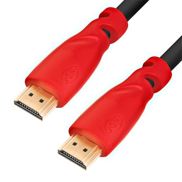  GCR Кабель HDMI 1.4, 1.0m, красные коннекторы, 30/30 AWG, позол контакты, FullHD, Ethernet 10.2 Гбит/с, 3D, 4K, экран (HM300)