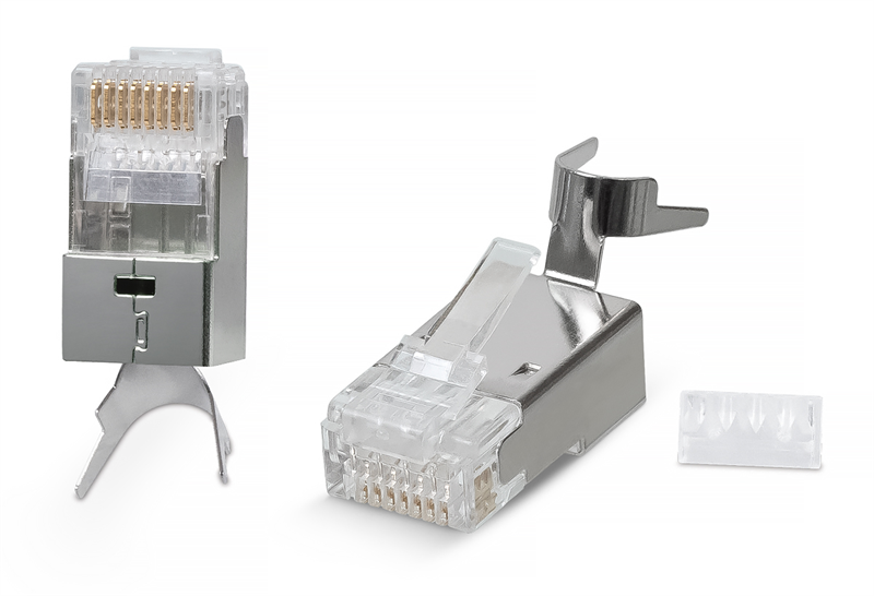 Коннектор RJ-45(8P8C) под витую пару, категория 6a/7/7a, экранированный Cabeus 8P8C-SH-C7(1.5)-TWP Коннектор RJ-45(8P8C) под витую пару, категория 6a/7/7a, экранированный, универсальный