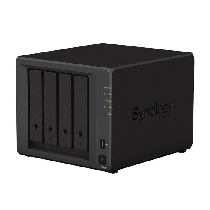 Система хранения данных Synology QC2,6GhzCPU/4Gb(upto32)/RAID0,1,10,5,6/up to 4hot plug HDDs SATA(3,5' or 2,5')(up to 9 with DX517)/2xUSB3.2/2GigEth/iSCSI/1xPCIe 3.0/2xIPcam(up to 40)/1xPS/1YW (repl DS920+)'
