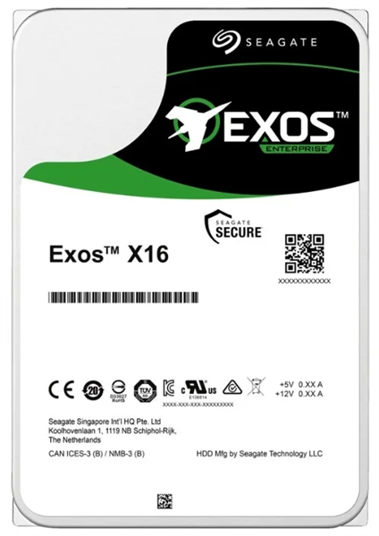 Жесткий диск HDD SATA Seagate 12Tb, ST12000NM001G, Exos X16, 7200 rpm, 256Mb buffer, 1 year