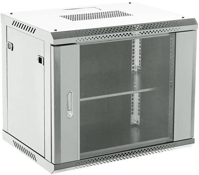 Шкаф коммутационный Rexant (04-0954-111) настенный 9U 400x542мм пер.дв.стекл серый 230град. металл Шкаф коммутационный Rexant (04-0954-111) настенный 9U 400x542мм пер.дв.стекл серый 230град. металл