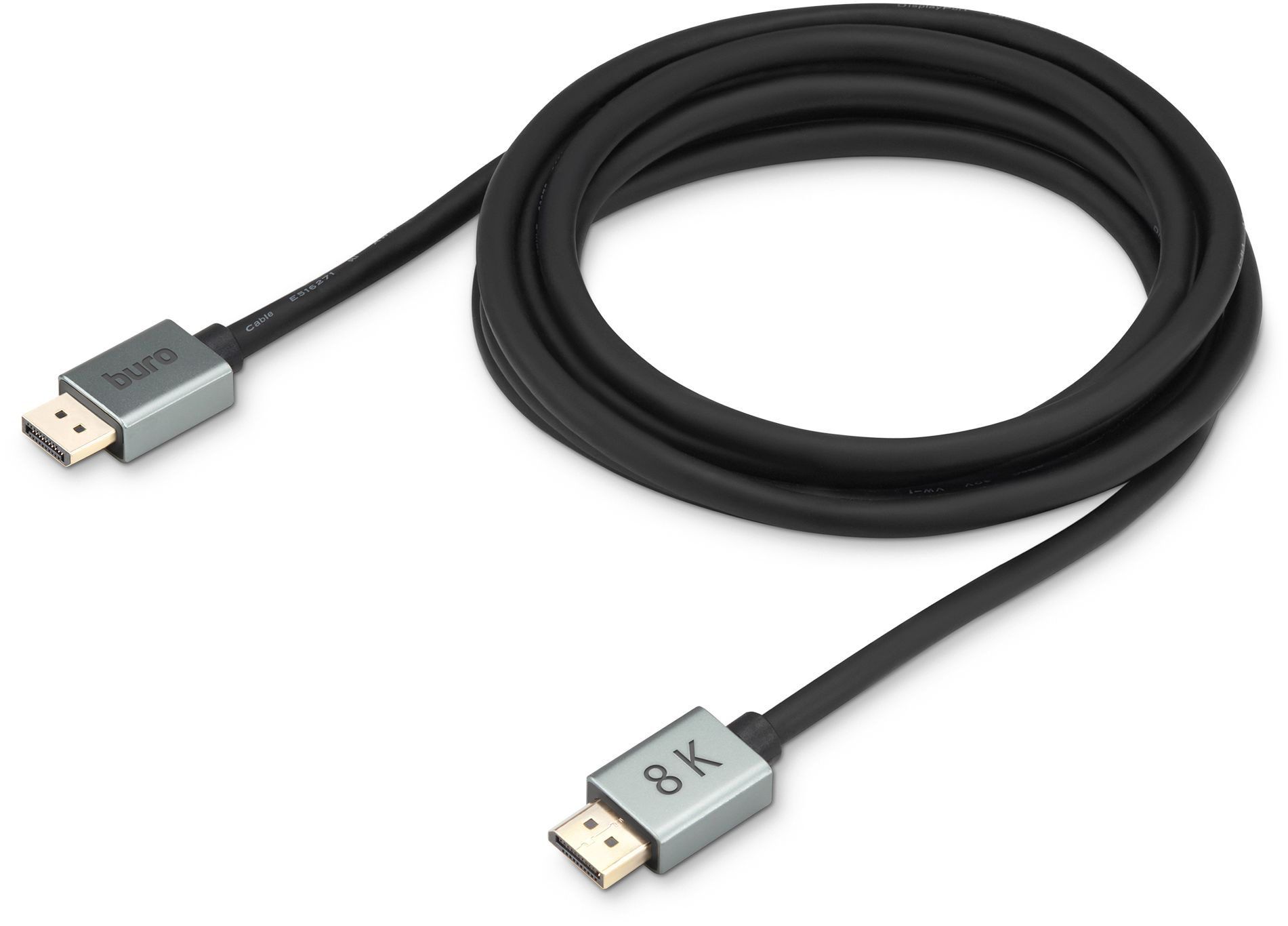 Кабель аудио-видео Buro V1.4 DisplayPort (m)/DisplayPort (m) 5м. позолоч.конт. черный (BHP-DPP-1.4-5G)