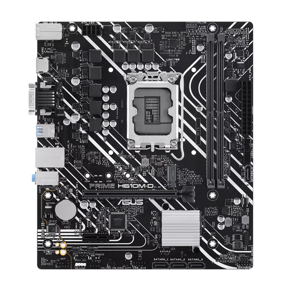 Материнская плата ASUS PRIME H610M-D, LGA1700, H610, 2*DDR5, 4*SATA, 1*M.2, 2*USB 3.2, 4*USB 2.0, 1*COM port, 1*PCIx16, 1*PCIx1, HDMI+D-Sub, mATX; 90MB1G80-M0EAY0