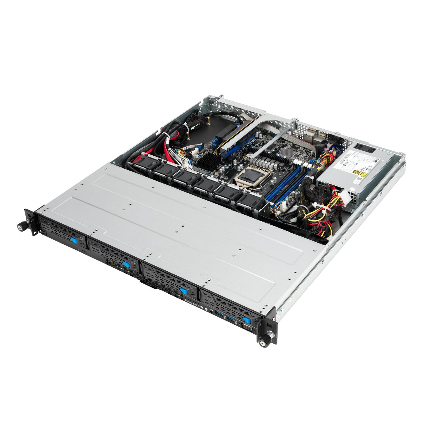 Серверная платформа ASUS RS300-E11-PS4 Rack 1U,1xSocket LGA 1200,4xUDIMM(3200/2933/2666),4xLFF SATA/SAS(upto2xNVMe),2x1GbE,1x350W,ASMB10-iKVM