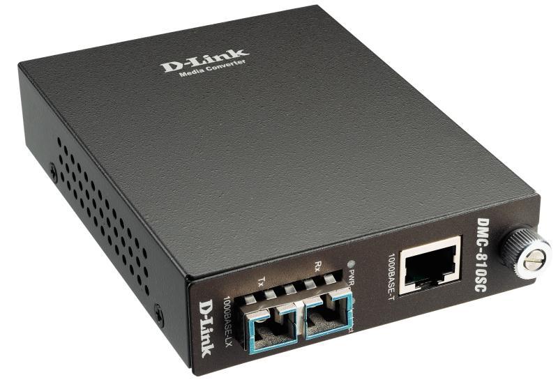 Конвертор D-Link DMC-810SC/B9A, 1000Base-T Gigabit Twisted-pair to 1000Base-LX Gigabit Fiber Single-mode Fiber (10km, SC) Media Converter Module