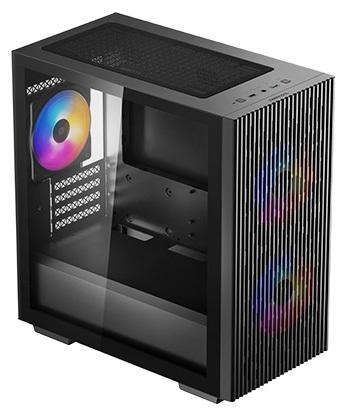 Корпус Deepcool MATREXX 40 3FS без БП, боковое окно (закаленное стекло), 2xRGB LED 120мм вентилятора спереди и 1xRGB LED 120мм вентилятор сзади, черный, MICRO ATX/MINI-ITX