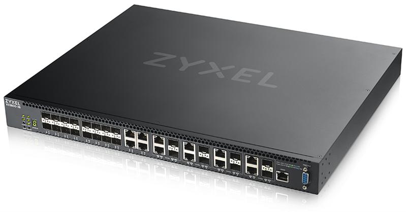  Гибридный мультигигабитный L3 Core коммутатор Zyxel NebulaFlex Pro XS3800-28, rack 19", 4xRJ-45: 1/2,5/5/10G, 8xCombo (SFP: 1/10G, RJ-45: 1/2,5/5/10G), 16xSFP+, стекируемый (до 4), 2 блока питания в к