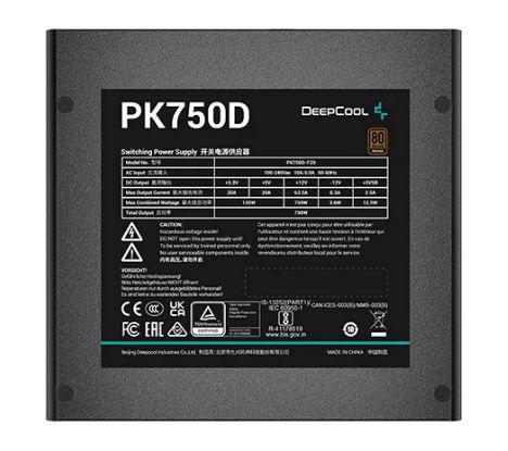 Блок питания Deepcool PK750D (ATX 2.4, 750W, PWM 120mm fan, Active PFC+DC to DC, 80+ BRONZE) RET