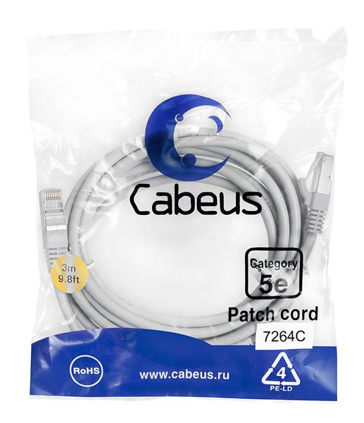  Cabeus PC-FTP-RJ45-Cat.5e-3m Патч-корд F/UTP, категория 5е, 2xRJ45/8p8c, экранированный, серый, PVC, 3м