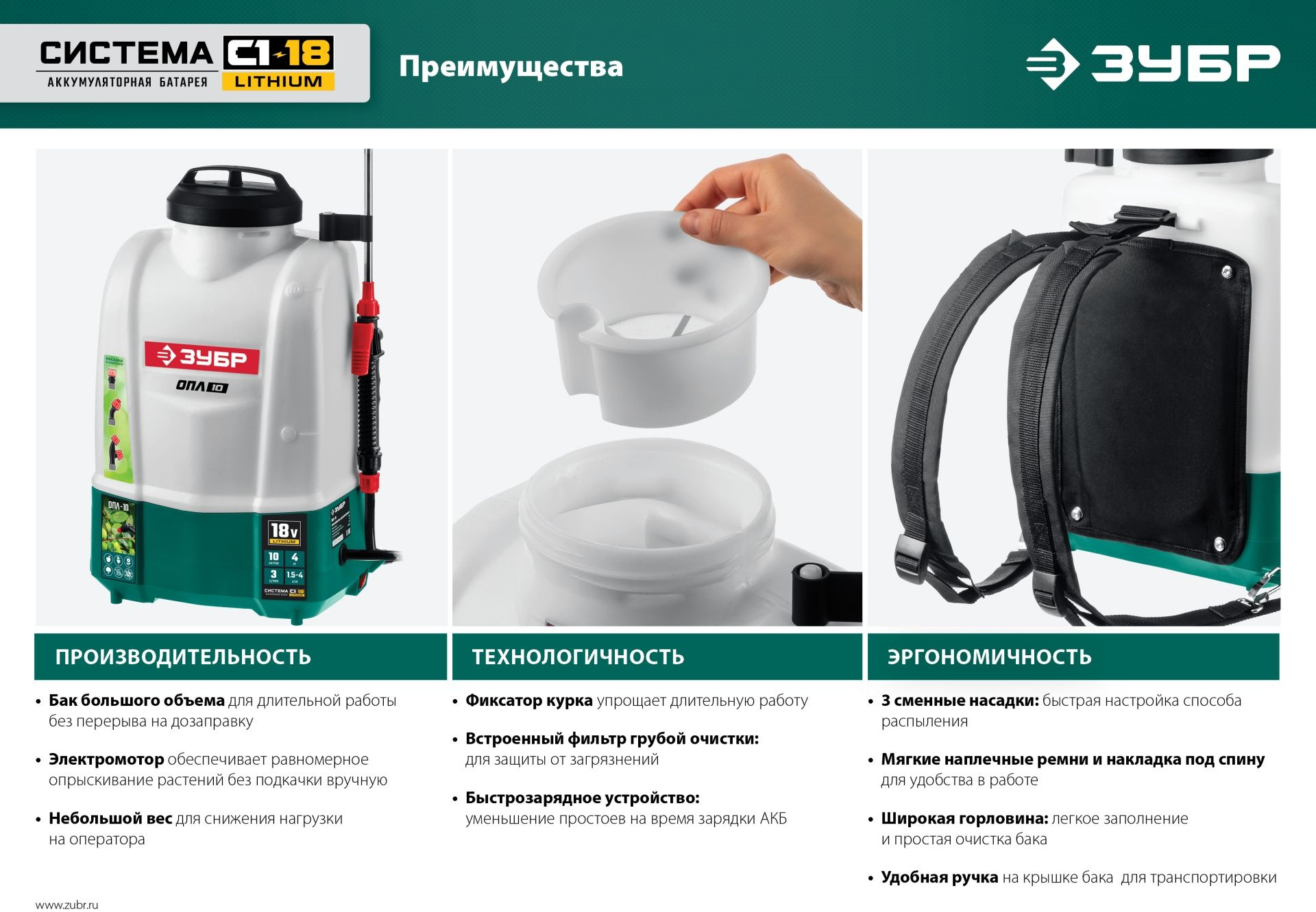 Опрыскиватель Зубр Мастер ОПЛ-15 аккум. наплеч. 15л белый/зеленый (ОПЛ-15) Опрыскиватель Зубр Мастер ОПЛ-15 аккум. наплеч. 15л белый/зеленый (ОПЛ-15)
