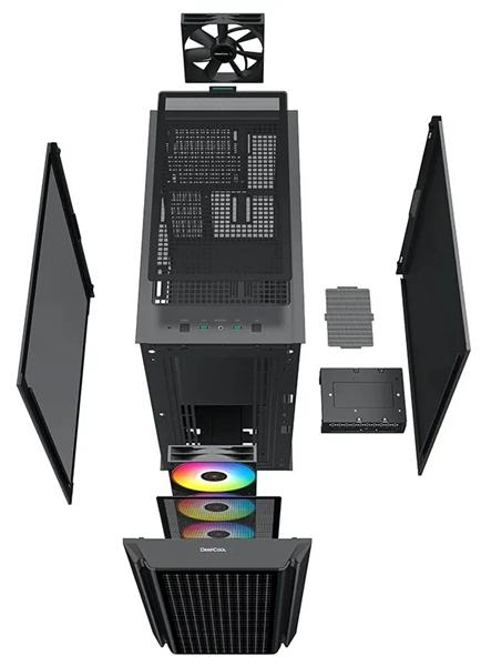 Корпус Deepcool CG540 без БП, боковое окно (закаленное стекло), 3xARGB LED 120мм вентилятора спереди и 1x140мм вентилятор сзади, черный, ATX