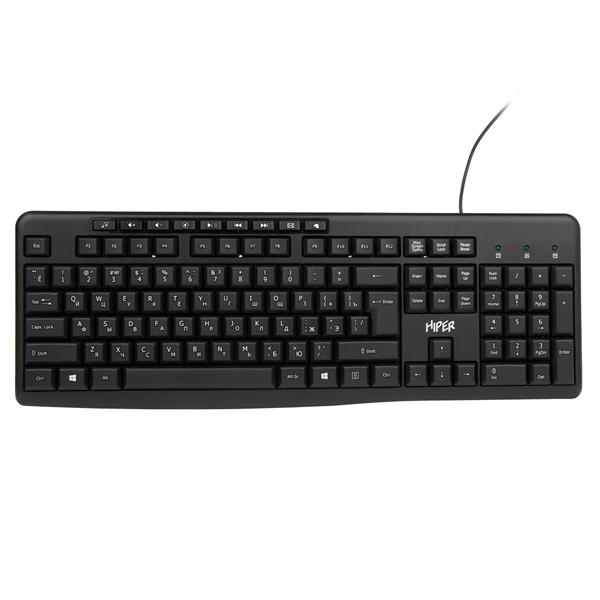 Клавиатура HIPER WIRED KEYBOARD OK-2200, USB, 113, 1.5m, black