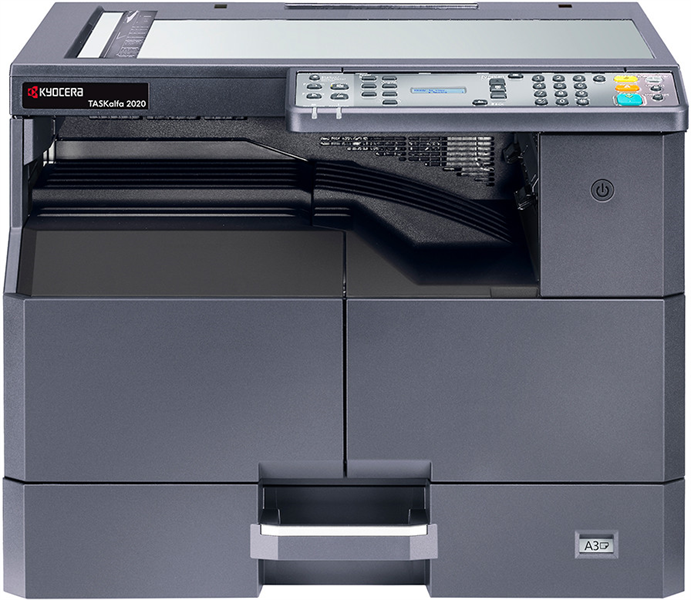 мфу Kyocera TASKalfa 2020 (P/S/C, черно-белая печать, А3, 20 стр/мин, 600 x 600 dpi, duplex, 256 МБ, USB, старт.тонер - да, 3.000, ориг.тонер TK-4140~16.000 , альт. 1102ZR3NL0)