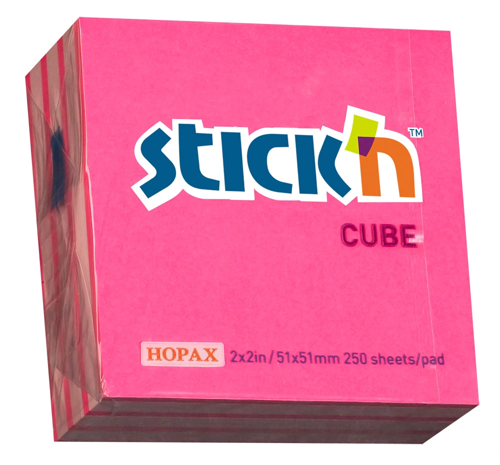 Блок самоклеящийся бумажный Stick`n 21338 51x51мм 250лист. 70г/м2 неон+пастель розовый 2цв.в упак.
